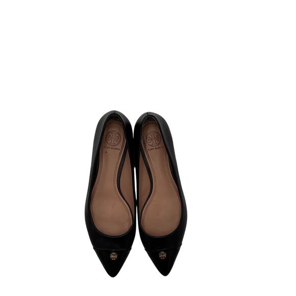 Tory Burch Women's Black Fairford Pointed Toe Leather Flats Size 6.5 - Picture 4 of 7
